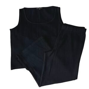 St. John Knit Pant Set Black Santana L/12 Coastal Grandma Quiet Luxury Minimal